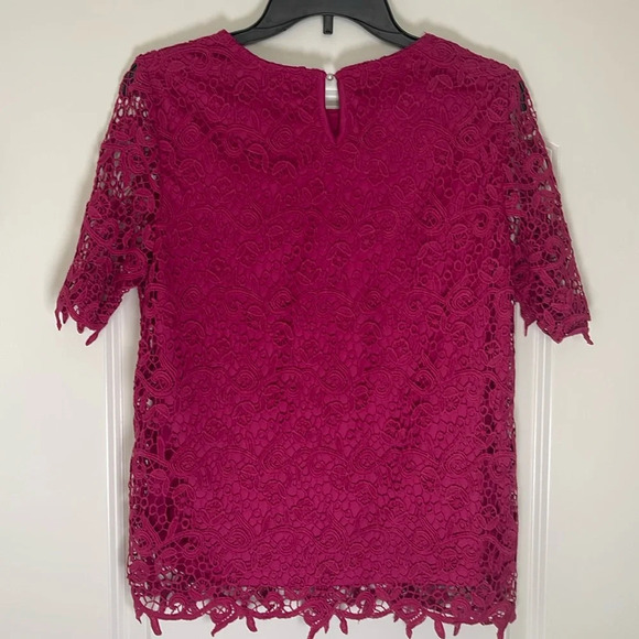 Philosophy Crocheted Lace Top Hot Pink Bohemian Barbiecore Retro Boho Size Small - Picture 2 of 6